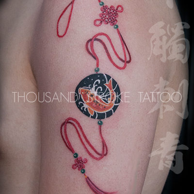  시온 on Instagram Small knots and tassel with a blue bead behind the  ear  Korean tattoos Charm tattoo Incredible tattoos