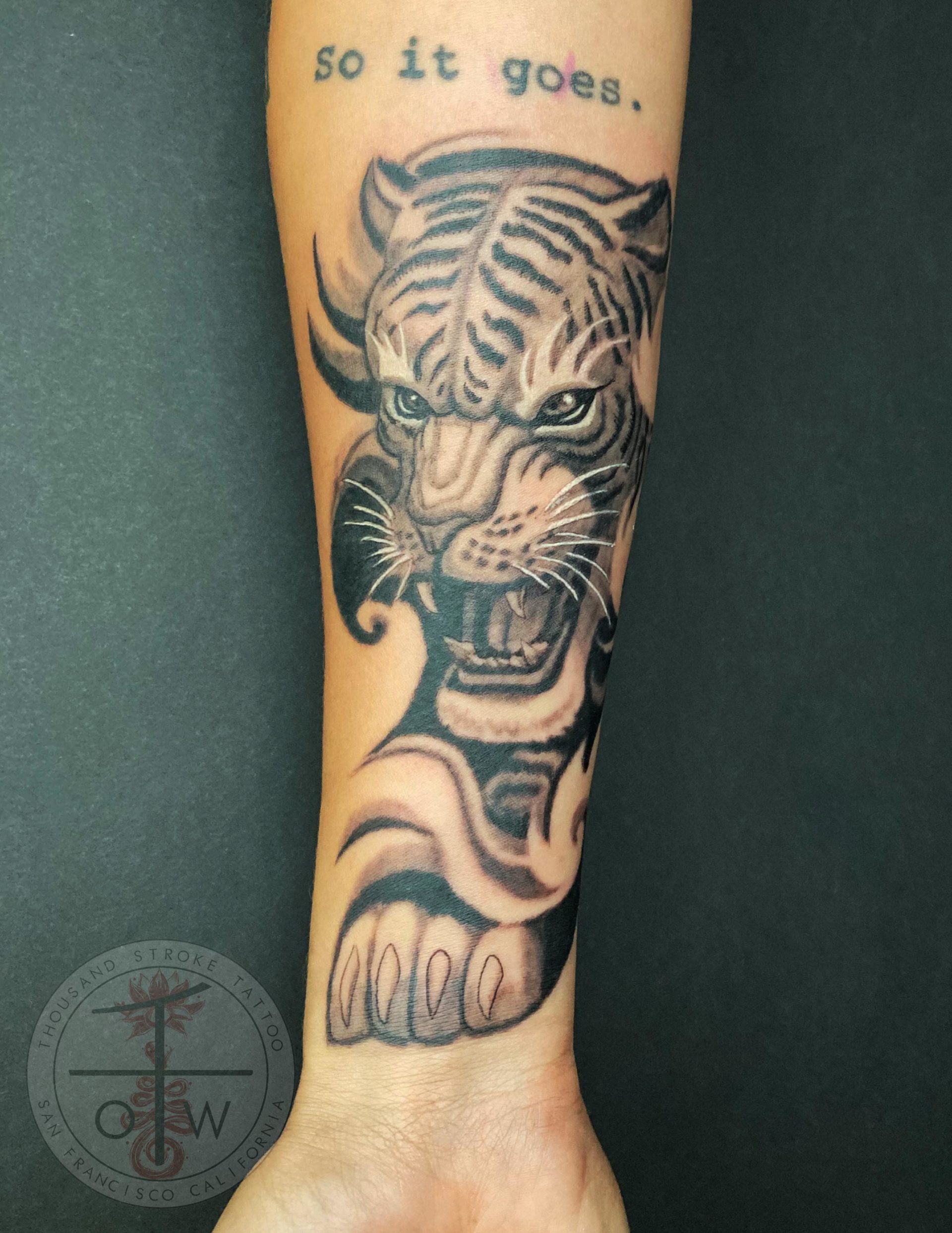 Tiger Tattoo-baby basic tee-ricolaa by TeeFury